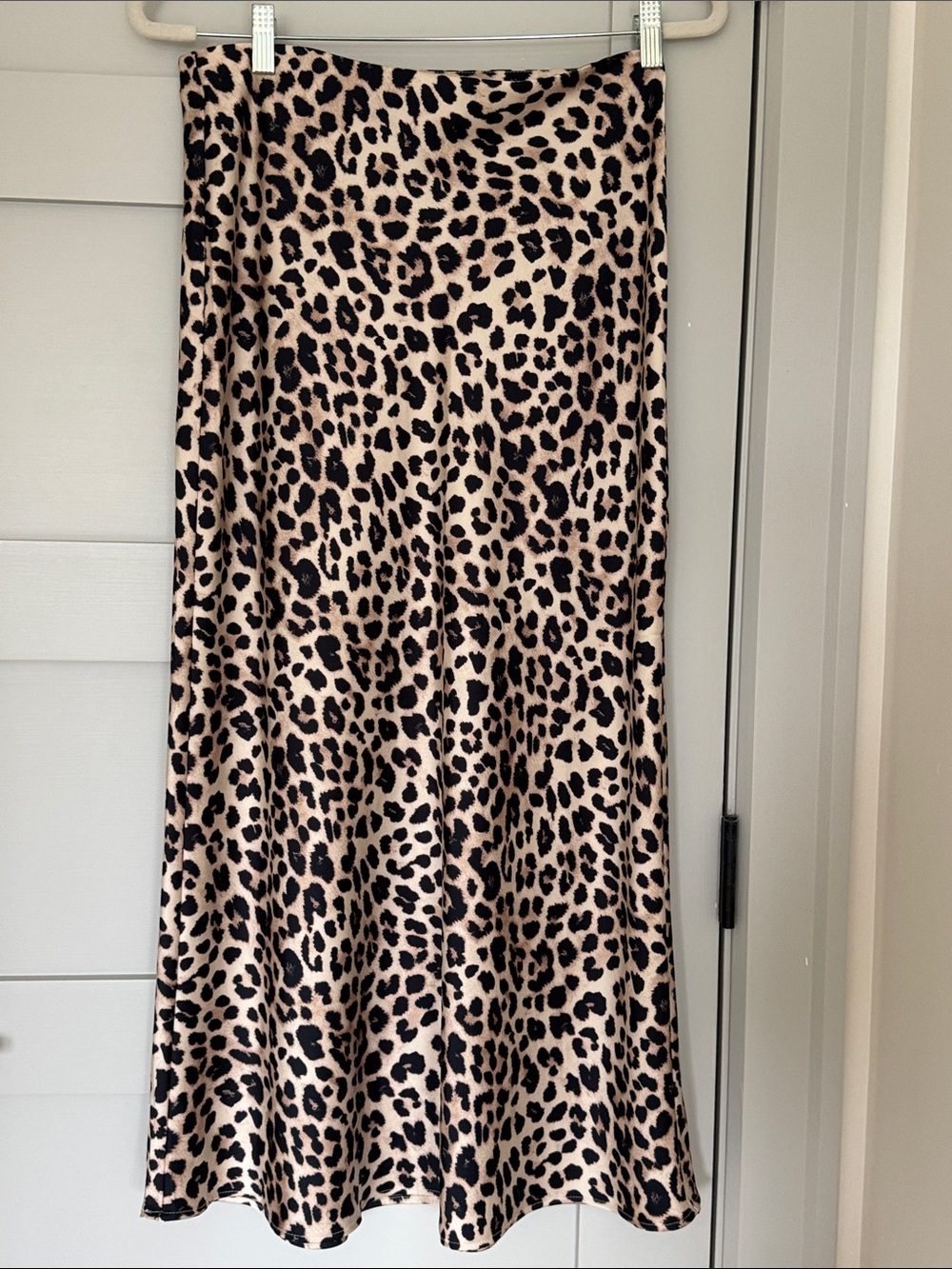 Zara Leopard Print Midi Skirt - Beige & Black